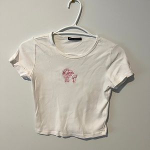 Brandy Melville cropped embroidered tee